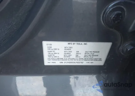 2020 Tesla Model Y Long Range Dual Motor All-Wheel Drive из США, поврежденный, VIN 5YJYGDEEXLF022782